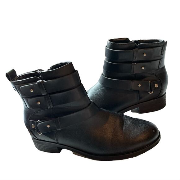 Dolce Vita DV Black Moto Leather Ankle Strap Boots size 7.5 - Picture 1 of 13